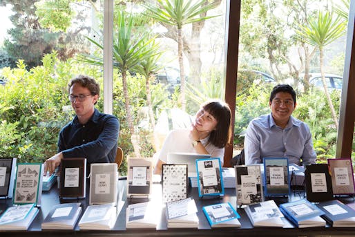 CalPoly student Volunteers helm the book table at May 2nd's Treatise Launch at the VDL House. Photo by Diana Koenigsberg