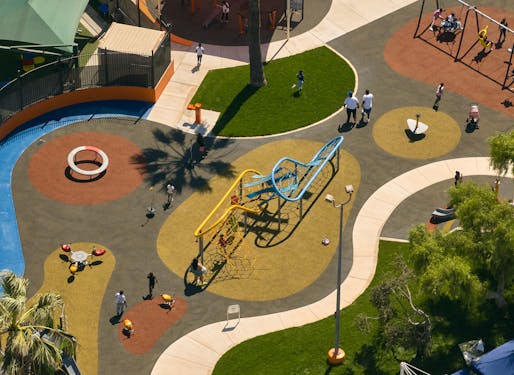 Aerial view of Nickerson Gardens Playground. Image courtesy NBBJ and photography by Ty Cole. 