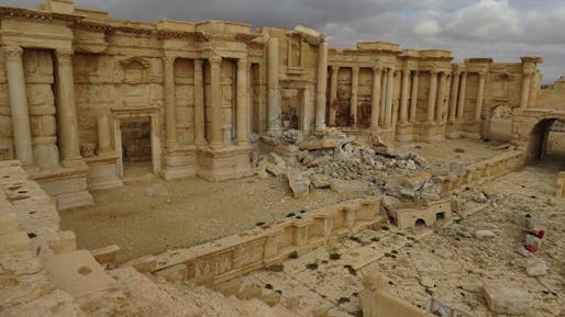 The state of destruction at the Roman Theater on March 2, 2017. Photo via the Syrian Directorate-General of Antiquities & Museums.