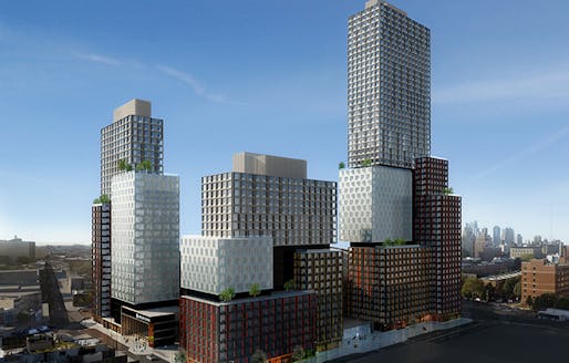 Rendering of the B2 BKLYN development in Brooklyn, NY. Image via SHoP Architects' website.