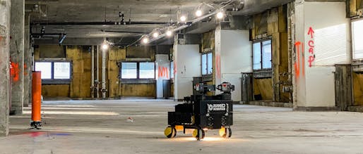 Rugged Robotics' Mark I marks architectural and engineering designs directly onto floors so workers know where and where not to build. Image: Rugged Robotics