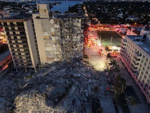 Champlain Towers South, Florida, after its collapse. Image: Miami-Dade Fire Rescue Department/<a href="https://twitter.com/MiamiDadeFire/status/1408074745258680327">Twitter</a>