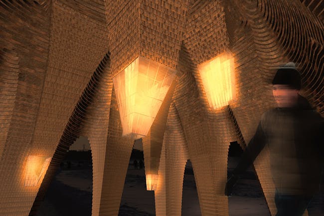'Stalactite' by APTUM Architecture - Warming Huts v. 2014 competition entry. Image: APTUM.