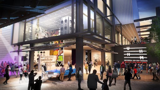 Rendering of the new permanent home of the Universal Hip Hop Museum. Image courtesy of Ralph Appelbaum Associates.