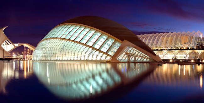 Calatrava's City of Arts and Sciences in Valencia, Spain (via Wikipedia)