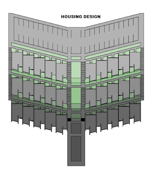 The site plan of the apartment buildings.