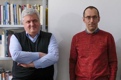 2023 Charles Jencks Award winners Pier Vittorio Aureli (left) and Martino Tattara (right). Photo by Marc Baert.