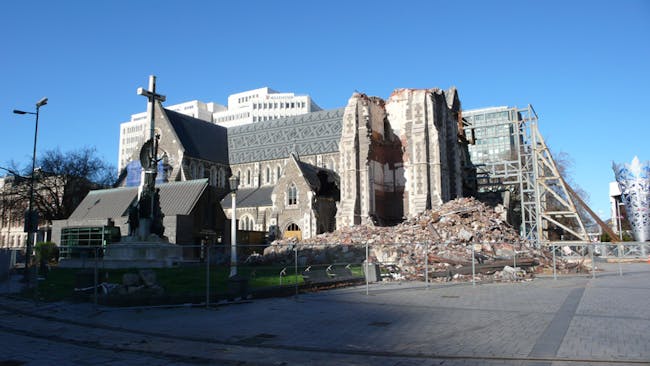 The original Christchurch Cathedral was substantially destroyed in a February 2011 earthquake.