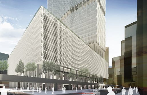 Finalist VOA Architecture, PLLC and Werner Sobek New York Corp's proposal for the Met Life Building. Image: VOA Architecture, PLLC and Werner Sobek New York Corp. via PDF. 