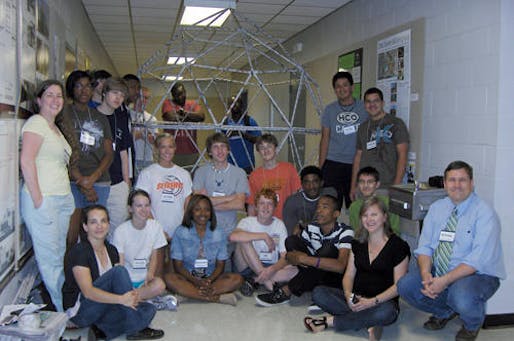 Students pose with their geodesic dome during the Architecture Summer Camp. Photo: brg3s.