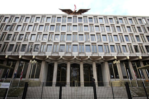 The current U.S. Embassy in central London was designed by Finnish-born American architect Eero Saarinen in 1960. Saarinen also designed the St. Louis Gateway Arch. (Shaun Curry/AFP/Getty Images via npr.org)