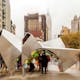 Designed by SOFTlab, the crystalline 'Nova' pavilion is the centerpiece of the District's '23 Days of Flatiron Cheer' for the 2015 holiday season. Photo © Van Alen Institute.