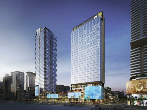 View of 1020 Figueroa. Image courtesy of Shenzhen Hazens Real Estate Group/Steinberg/Gensler.
