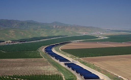 Artist rendering of a solar canal system for California. Image: Solar Aquagrid LLC