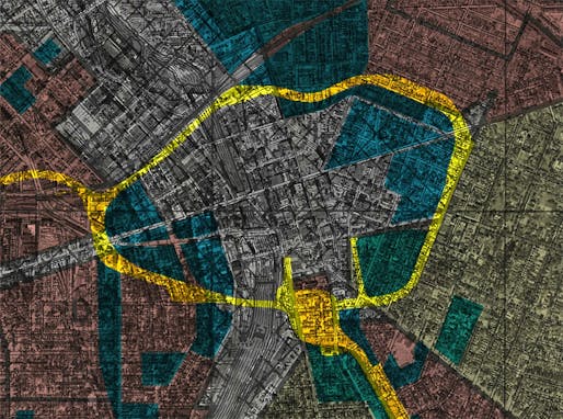 Rochester, NY, Freeway ROW and Redlining Map (cropped). Image courtesy <a href="https://www.segregationbydesign.com/about">Segregation by Design</a>.