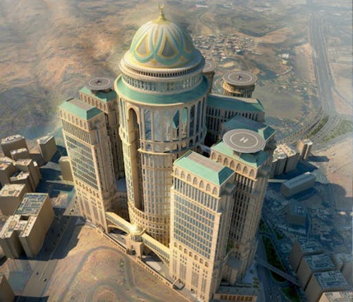 A face only a developer could love: the Abraj Kudai hotel with its 10,000 rooms, helipads and 'royal floors' is currently rising up from the ground about a mile away from the Kaaba.