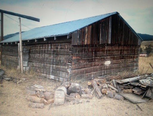 An old homesteader cabin salvaged by Novato contractor Karl Beckmann. It is now a dining room in the new Twitter headquarters in San Francisco. Courtesy of Karl Beckmann, via Marin Independent Journal.