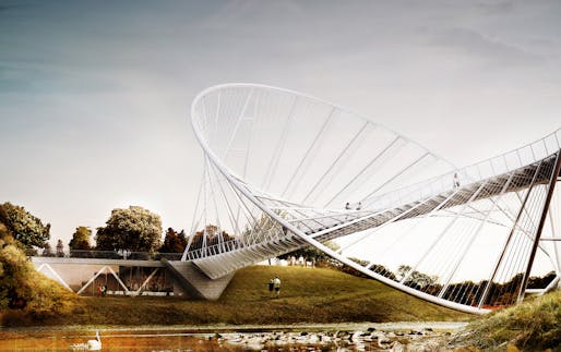 The "O" bridge by Christ Precht of penda and Alex Daxböck - Proposal for Salford Meadows Bridge Competition.