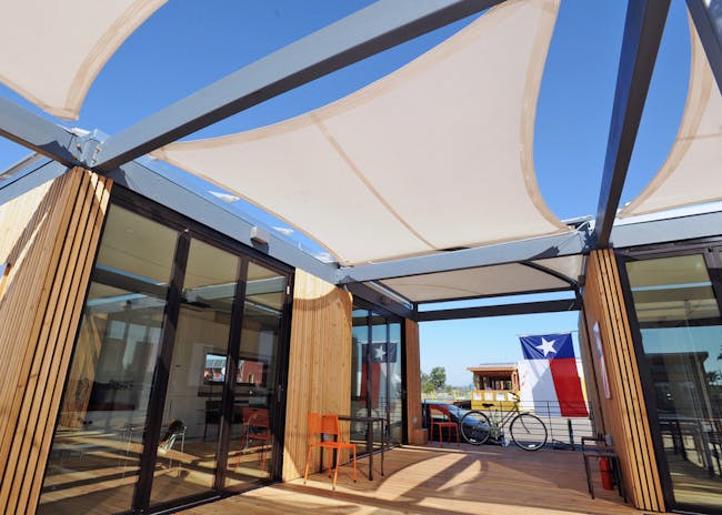 Interior of The University of Texas at Austin and Technische Universitaet Muenchen at the U.S. Department of Energy Solar Decathlon 2015 at the Orange County Great Park, Irvine, California (Credit: Thomas Kelsey/U.S. Department of Energy Solar Decathlon)