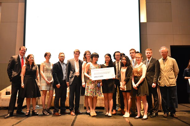 The NJIT team takes home first honorable mention at the Global Schindler Awards in Shenzhen, China.