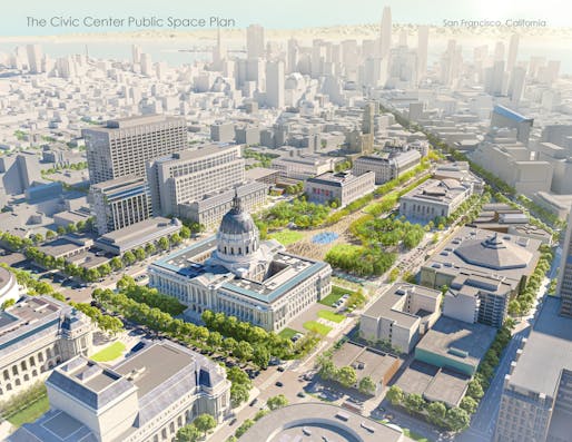 San Francisco Civic Center Public Realm Plan by CMG Landscape Architects with Kennerly Architecture & Planning. Image courtesy of AIA California.