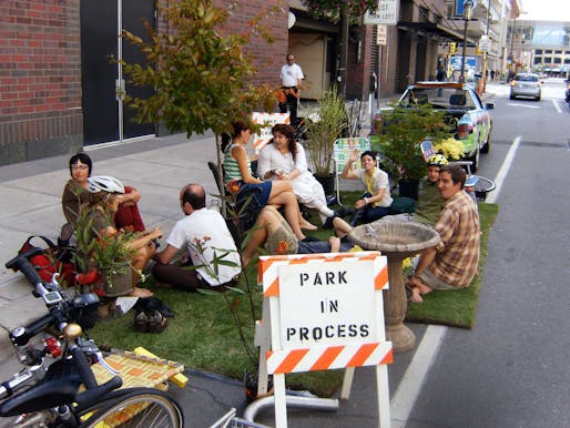 Parking day participants at State College in 2011.