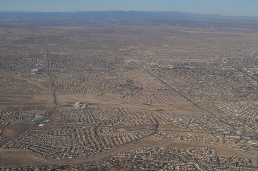 Antonia Malchik argues in her aeon essay, The end of walking, that 'Americans have been stripped of the right to walk, challenging their humanity, freedom and health.' (Aerial photo of Albuquerque, New Mexico by Joe Mabel/Wikimedia Commons.)