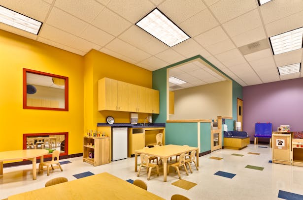 modern childcare facility for 215 students + staff. early childhood development design program. vibrant design | sustainable materials | healthy interiors. 