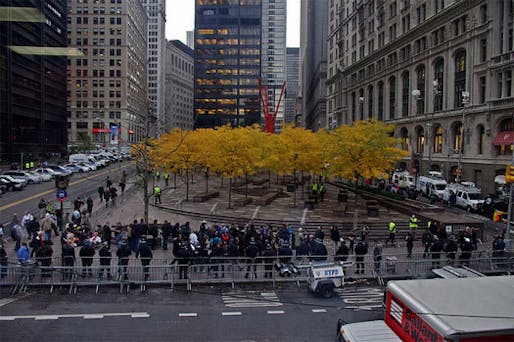 Occupy Wall Street, Day 60, November 15, 2011, after the police evicted protestors and cleaned the park. [Photo by David Shankbone]