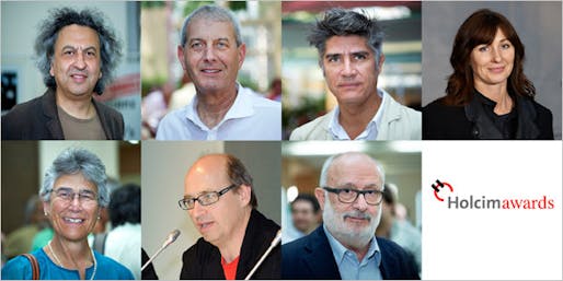 Jury members of the 2015 Holcim Awards (First row, L to R): Mohsen Mostafavi, Marc Angélil, Maria Atkinson. (Second row, L to R): Yolanda Kakabadse, Matthias Schuler, Rolf Soiron