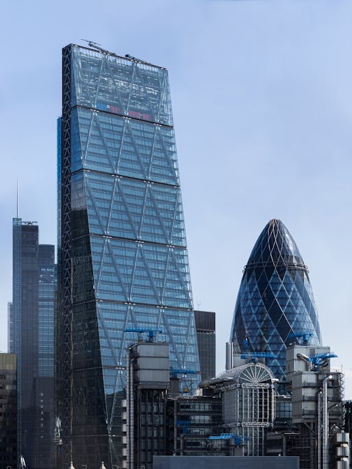 "The Cheesegrater" tower (122 Leadenhall Street) and "The Gherkin" (30 St Mary Axe). Photo: Colin/Wikipedia
