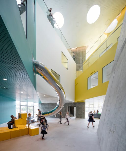 KU.BE. a house of culture and movement. An example of architecture for active play. Architects: ADEPT and MVRDV, 2016. Frederiksberg, Copenhagen. Photo: Adam Mørk.