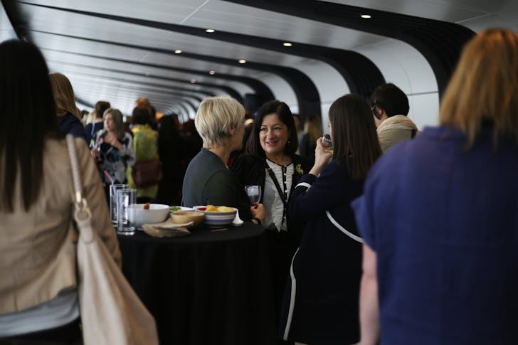 Jane Duncan, RIBA President, speaking to delegates at Chicks with Bricks, King's Cross Tunnel, May 2015.