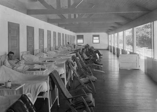 Oregon State Tuberculosis Hospital open air pavilions in the 1920s. Image courtesy Oregon Health and Sciences University Digital Collection (Archived). 