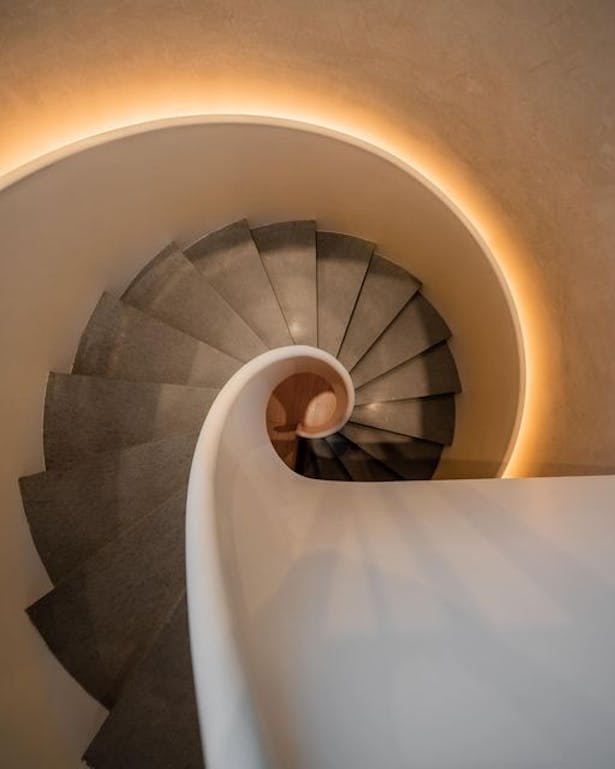 Spiral Stair from Gym to Spa