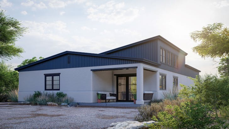 3D printed house for Habitat for Humanity Central Arizona. Image courtesy of Candelaria Design Associates