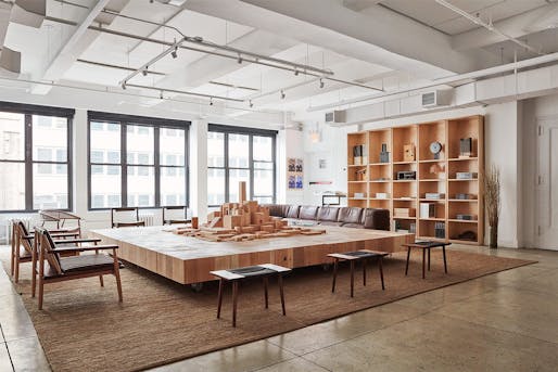 Olson Kundig's new Manhattan office features a centerpiece table designed by principal Tom Kundig. Image courtesy Olson Kundig