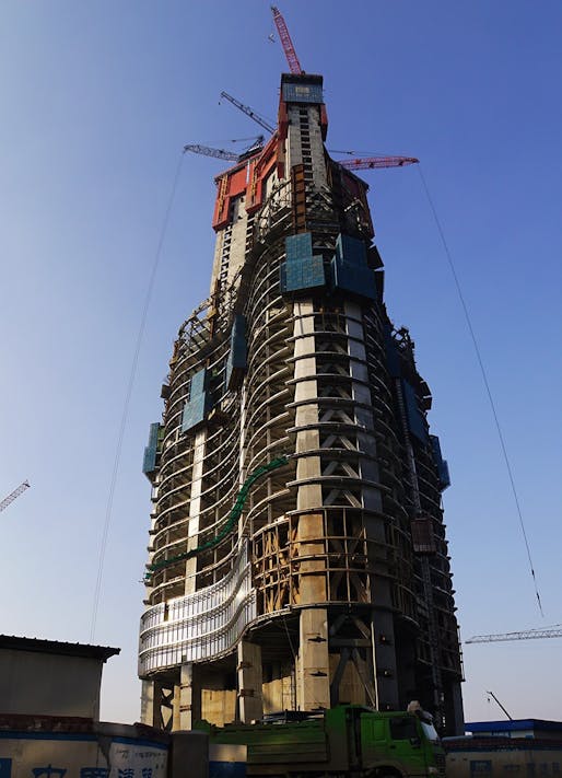 Greenland Wuhan Center construction, located in Wuhan, CN. Image: Gaoloumi.