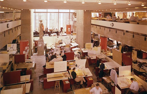 The fourth and fifth floor studios of Yale's Art and Architecture building, 1963. Photo courtesy Yale School of Architecture.