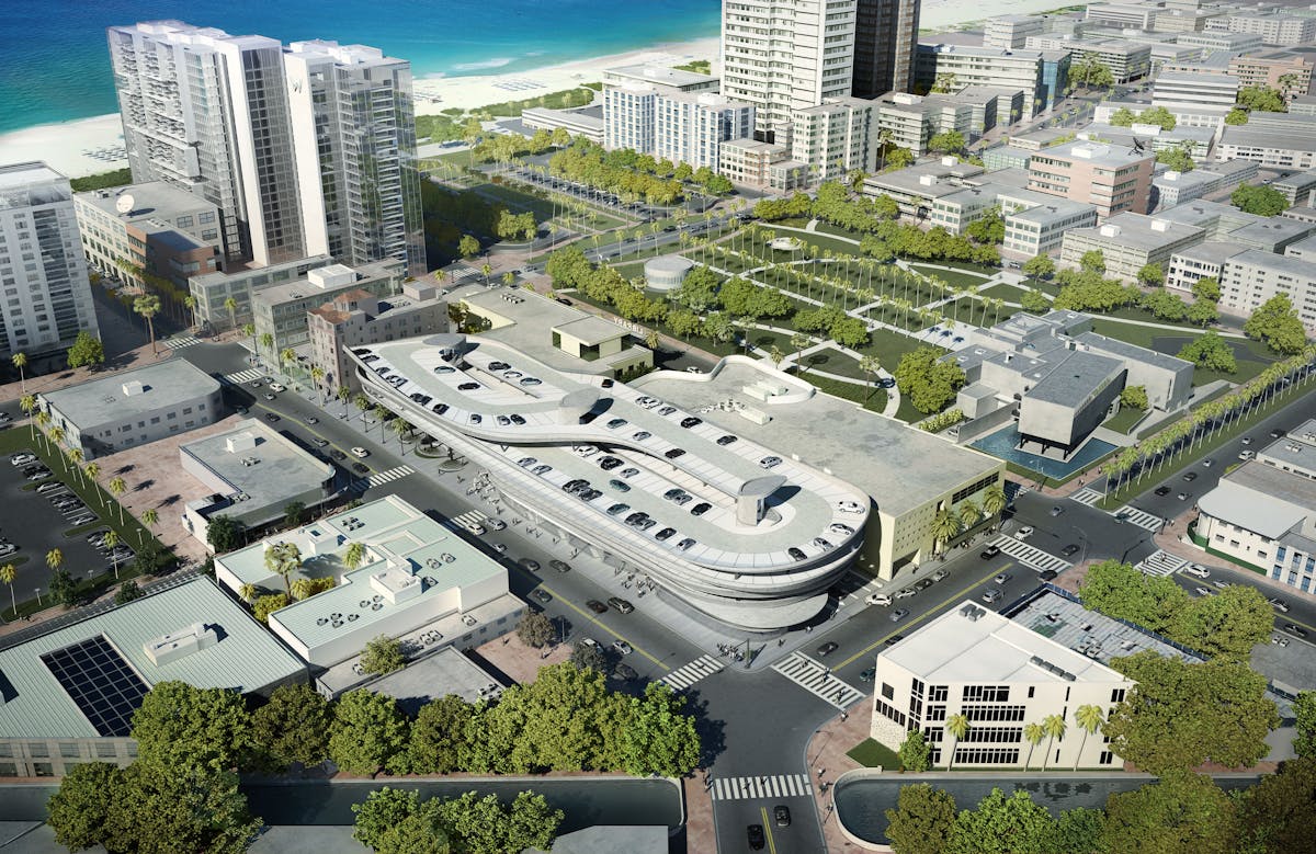 City parking building. Zaha Hadid в Майами. Заха Хадид парк. Паркинг Плаза Майами. Заха Хадид паркинг.