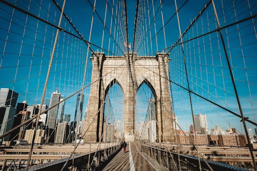 The Brooklyn Bridge in January 2020 before the installation of the new dedicated bike path. Image: Sven Becker/Unsplash