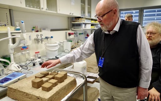 Scientists from Estonia's University of Tartu present small, 3D-printed test pieces of their new peat compound. Photo: Merilyn Merisalu, image via researchinestonia.eu.