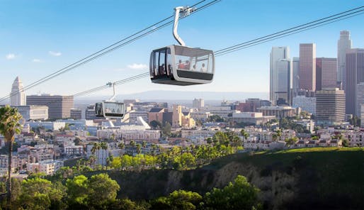 Rendering of the proposed gondola system between Los Angeles Union Station and Dodger Stadium. Image: Los Angeles Aerial Rapid Transit.