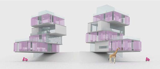 The winning design of the AIA Architect Barbie Dream House competition by NYC architects Ting Li and Maja Paklar