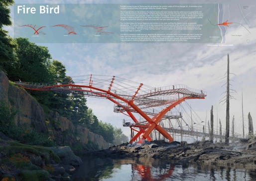 1st Place/Award for Excellence Winner: Fire Bird by Owen Gideon Melisek & Silas Clusiau (University of Waterloo). Image: courtesy CISC.