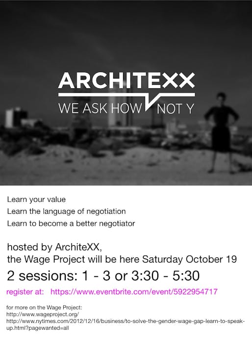 Architexx and the Wage Project's event tomorrow will inform women on salary negotiation skills. Image courtesy of ArchiteXX.