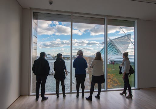 The new galleries offer a stunning view onto Lake Michigan and Calatrava's Quadrucci Pavilion. (Image courtesy of Milwaukee Art Museum)