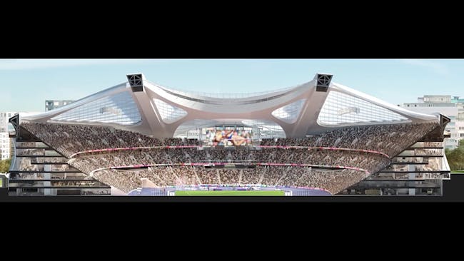 Screenshot from ZHA's 'New National Stadium Video Presentation'.