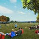 GGN’s Smith Cove Park vision plan will include a large field that is oriented to frame views of Elliott Bay and Mt. Rainier. (Image credit: GGN)