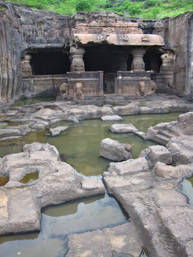 The Jain temple number 31s unfinished courtyard (Ellora) via amlocke.